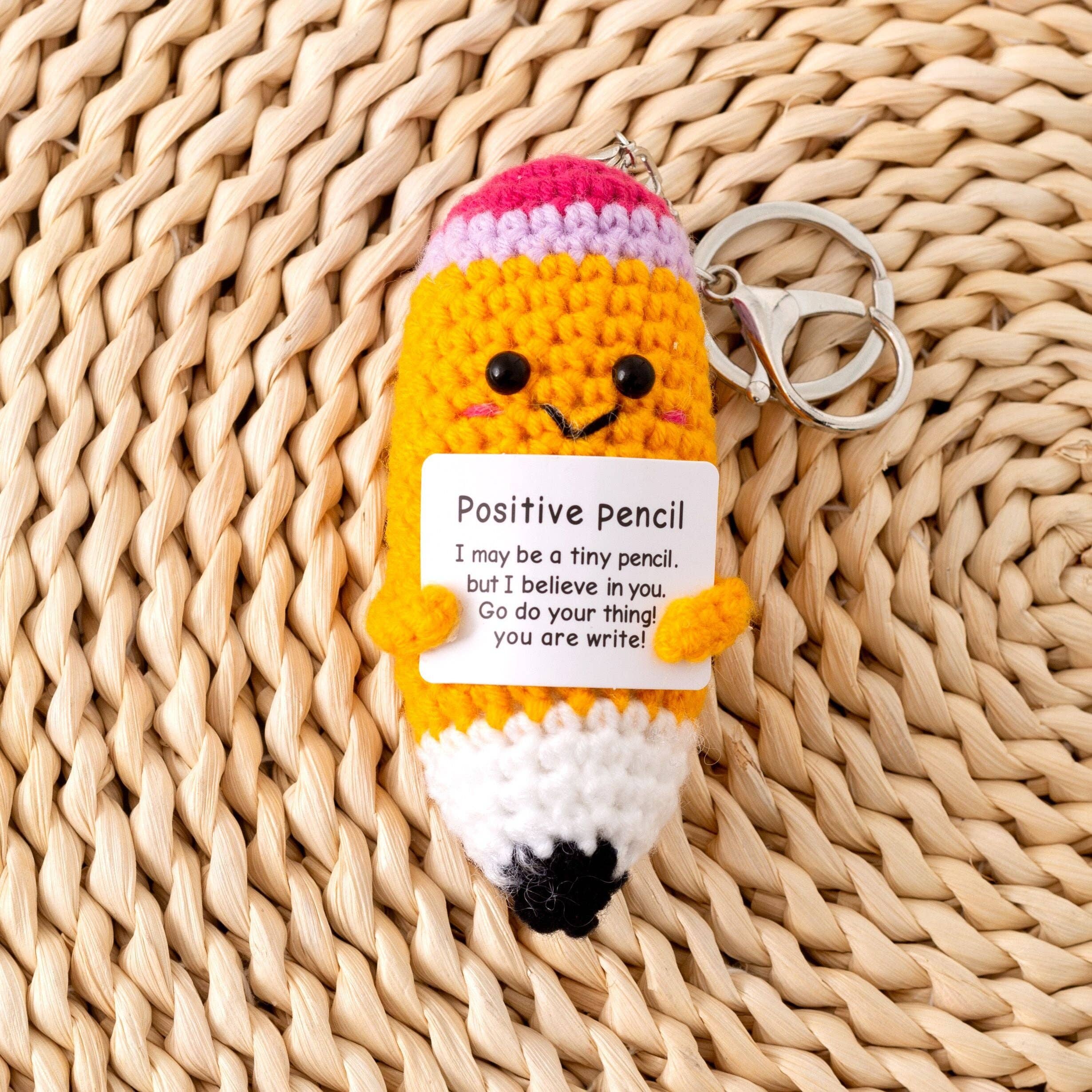Crochet Positive Pencil Keychain