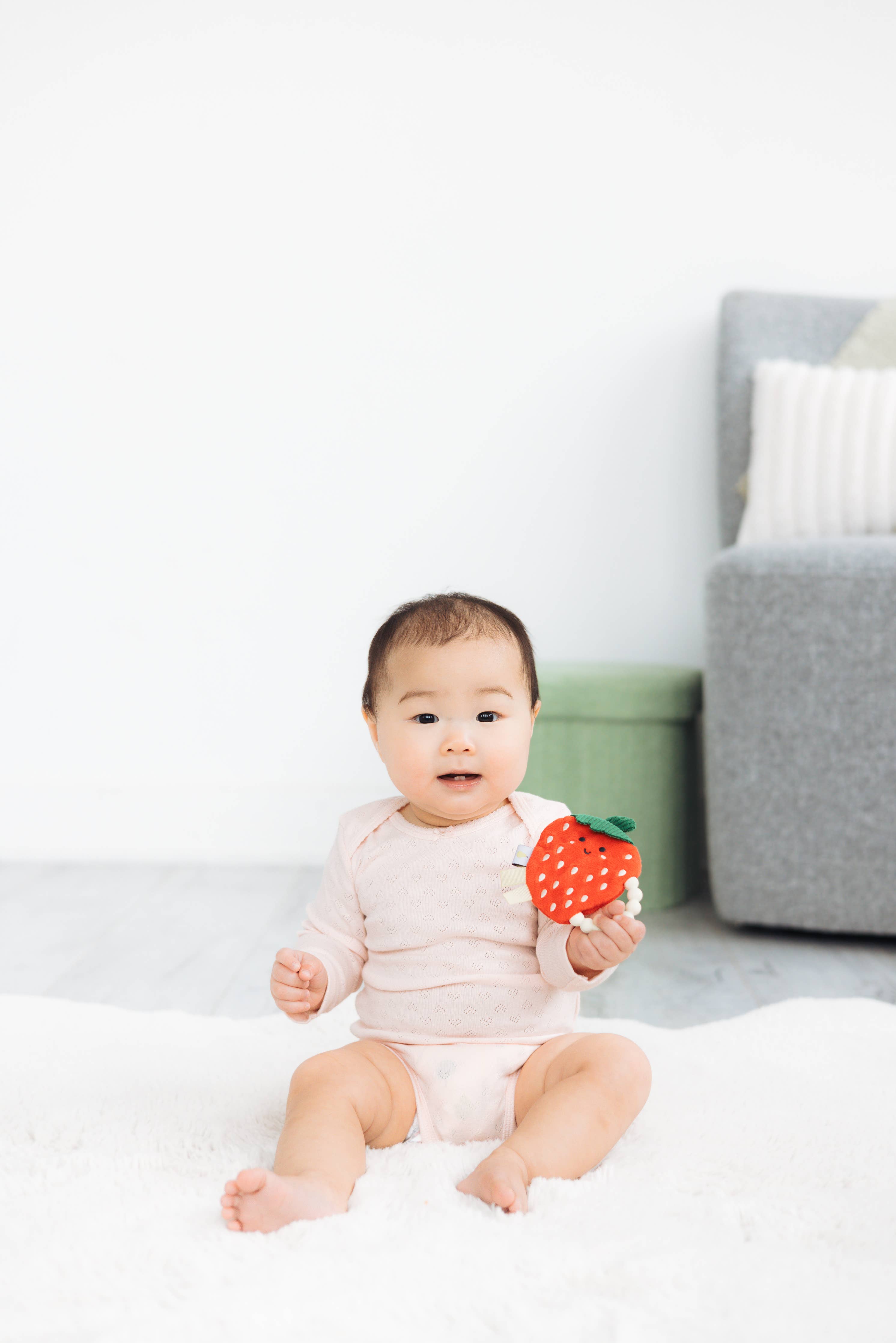 Strawberry Crinkle Baby Teether