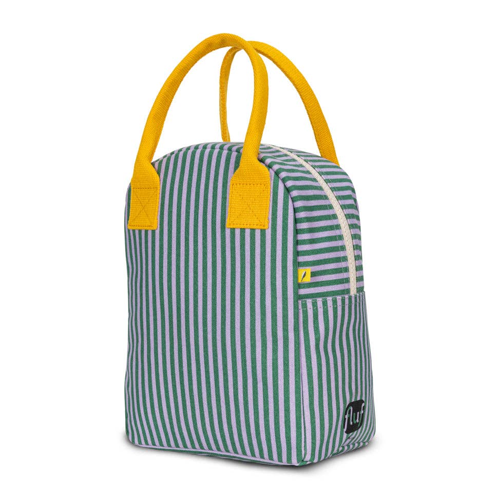 Zipper Lunch Bag - Candy Stripe Grass/Lavender