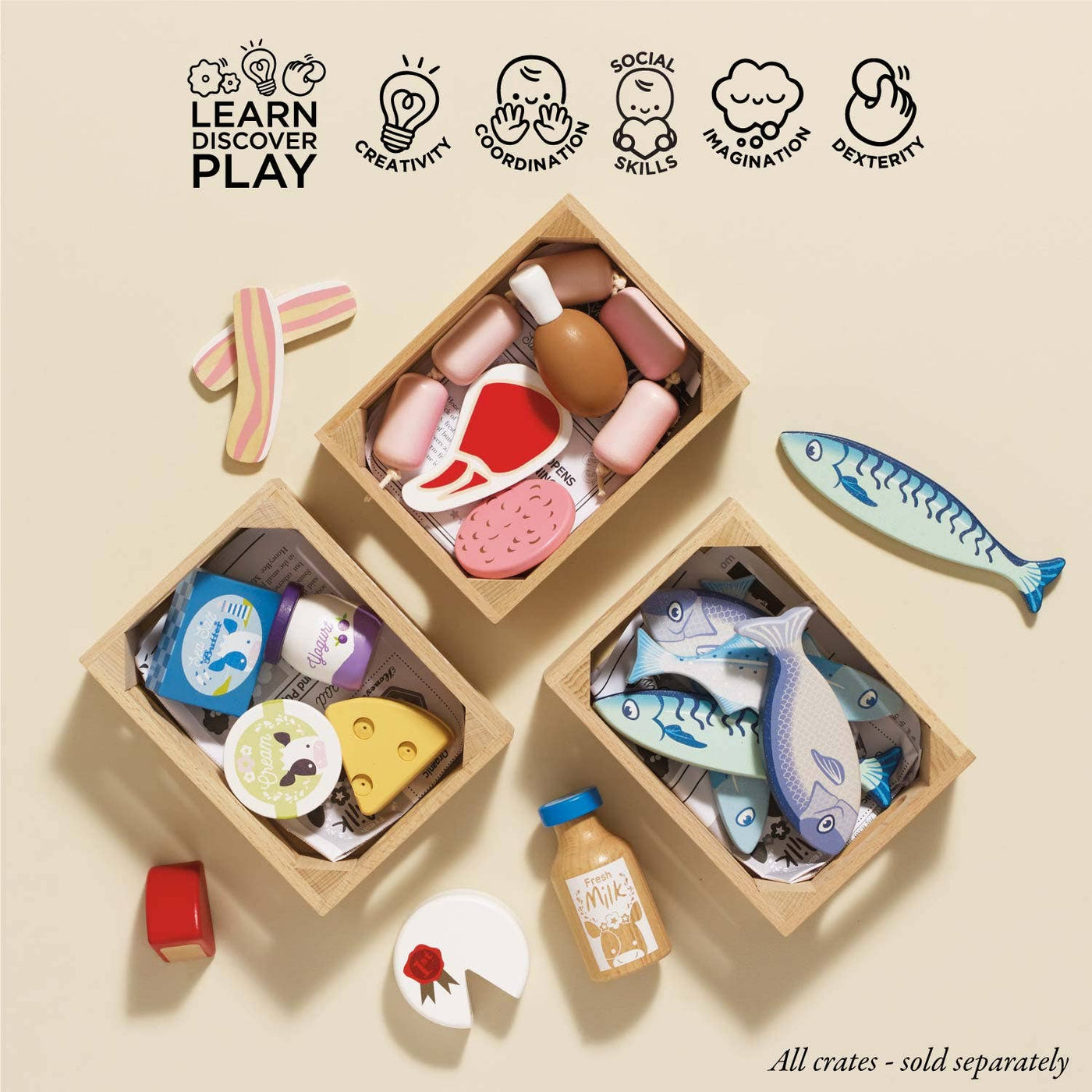 Market Fish Wooden Play Market Crate