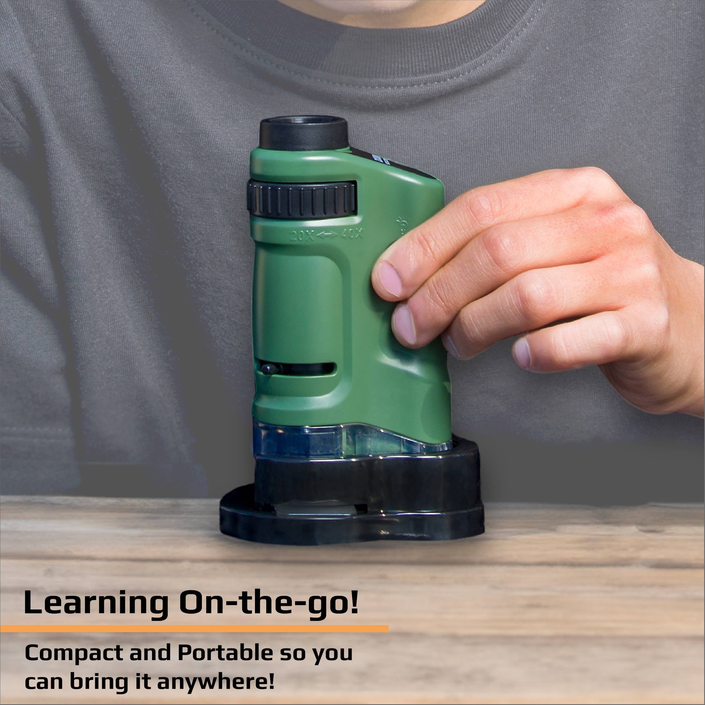 20x-40x, Zoom LED Lighted Pocket Microscope - Science Fun