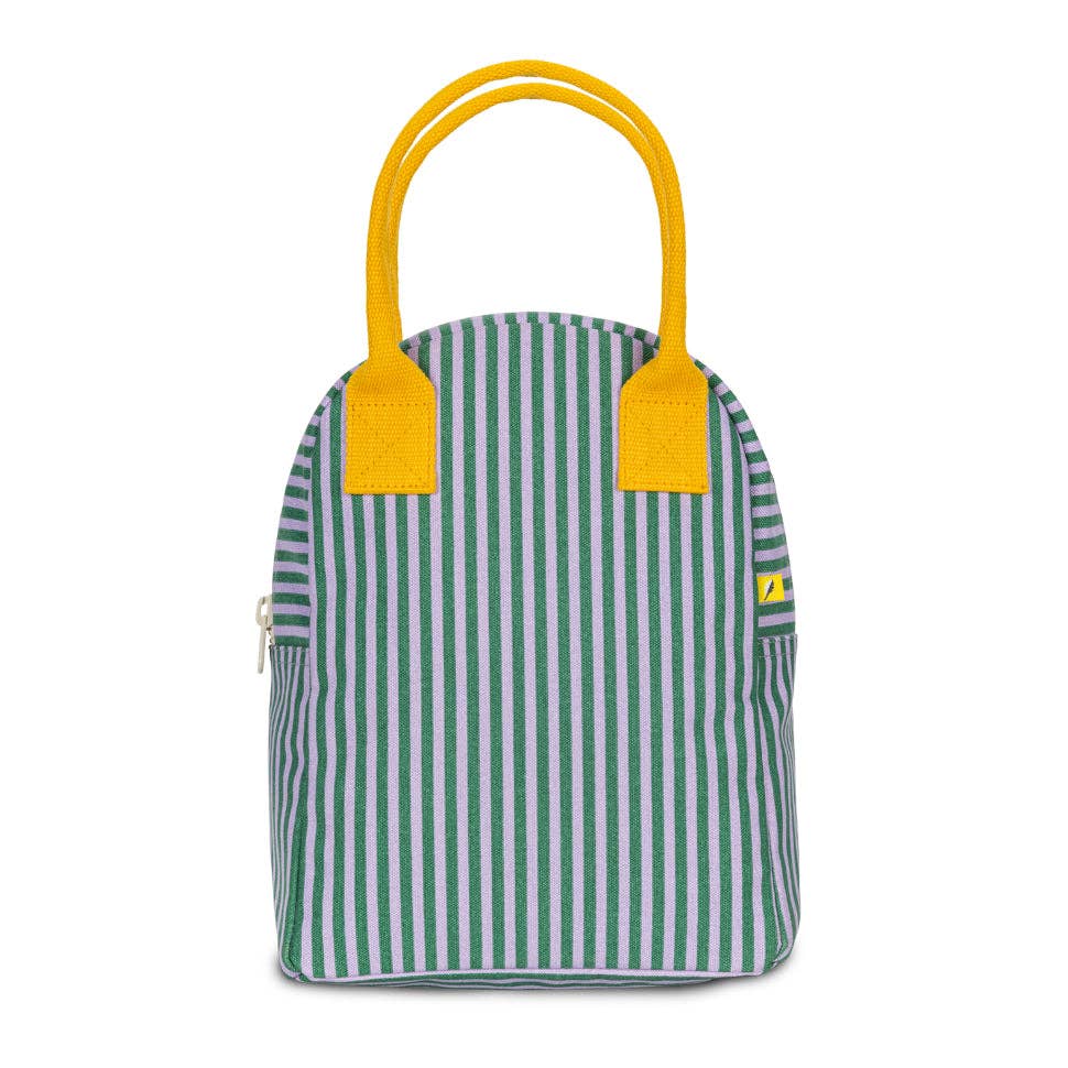 Zipper Lunch Bag - Candy Stripe Grass/Lavender