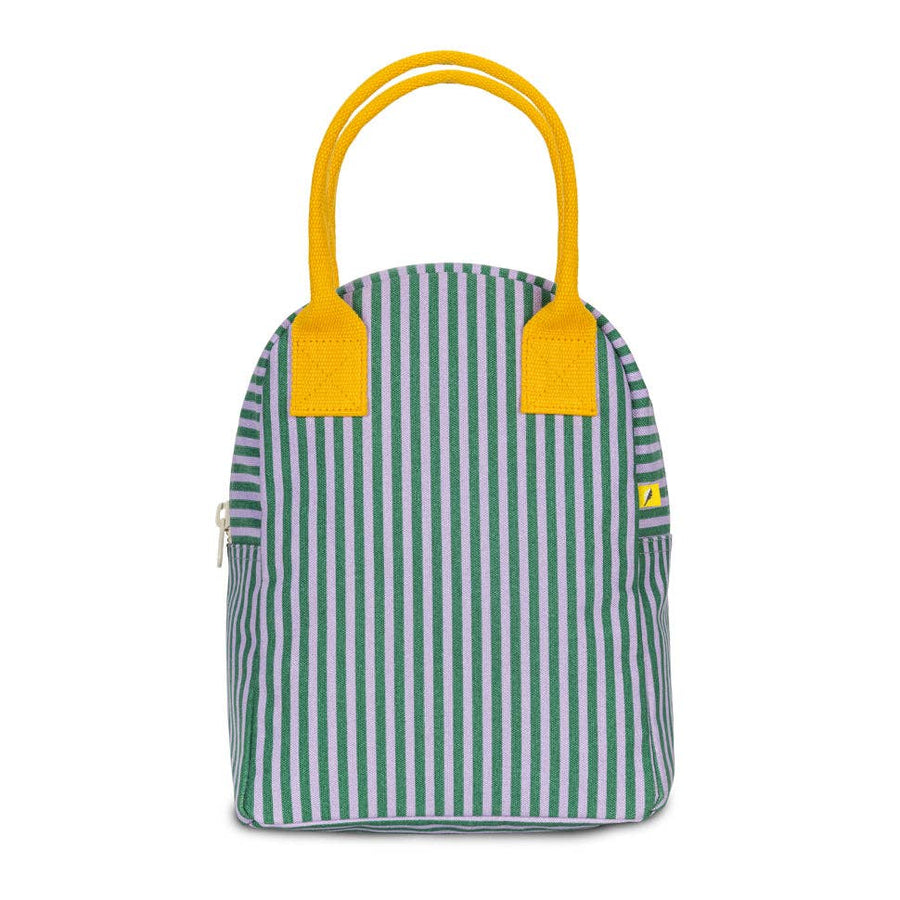 Zipper Lunch Bag - Candy Stripe Grass/Lavender