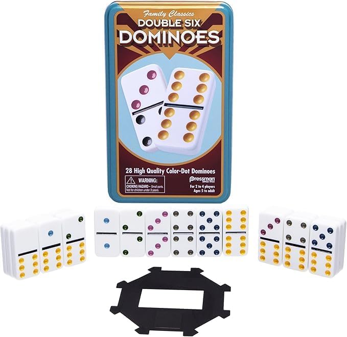 Double Six Color Dot Dominoes Tin