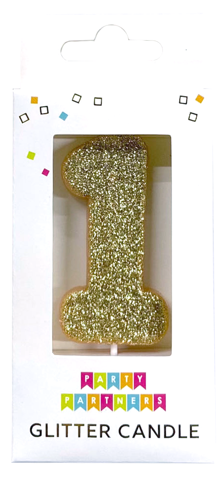 1 Glitter Number Candle Gold