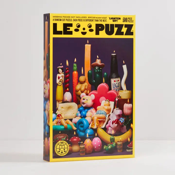 LE-PUZZ puzzle box with colorful illustrations on a white background