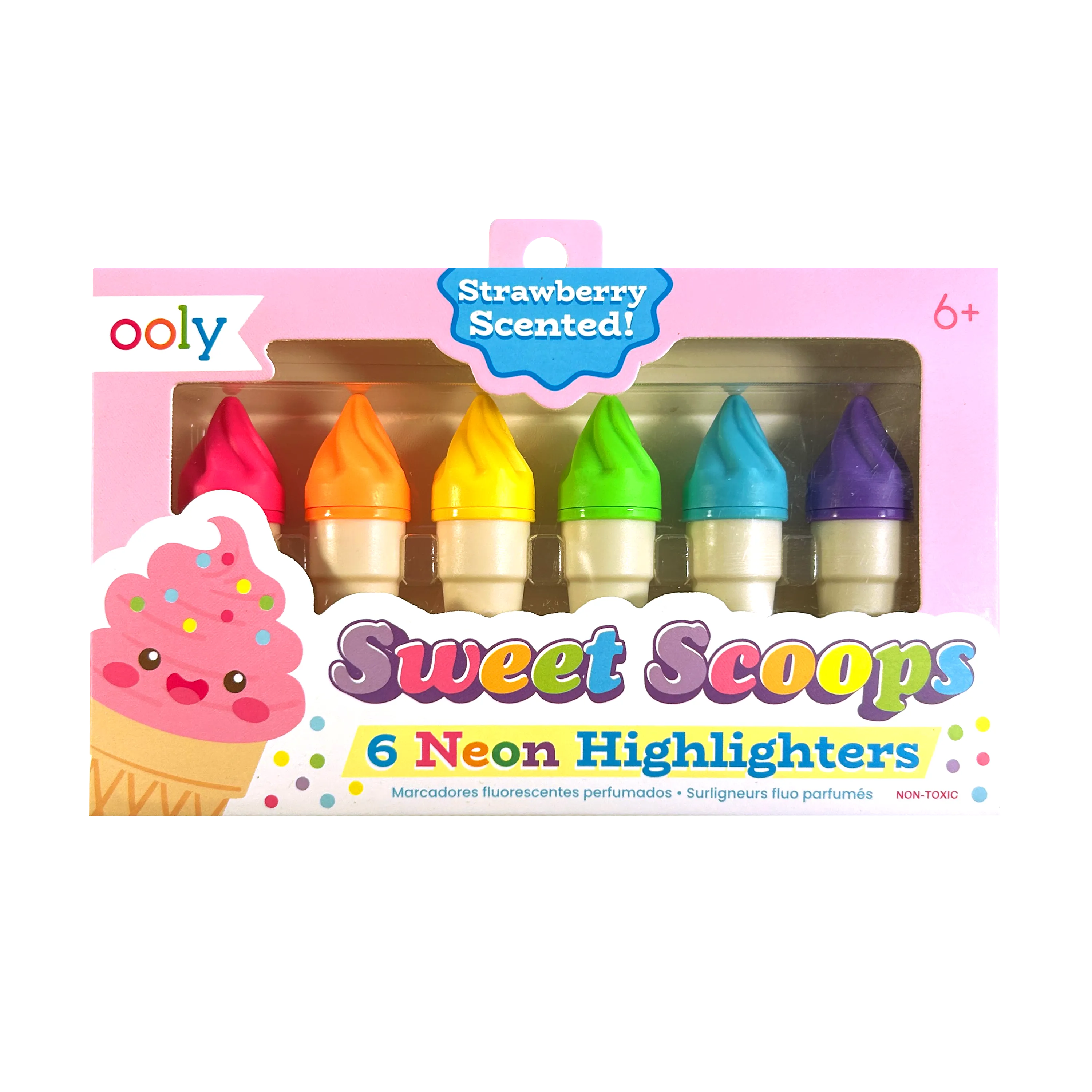 Sweet Scoops: 6 Neon Highlighters with Strawberry Scent