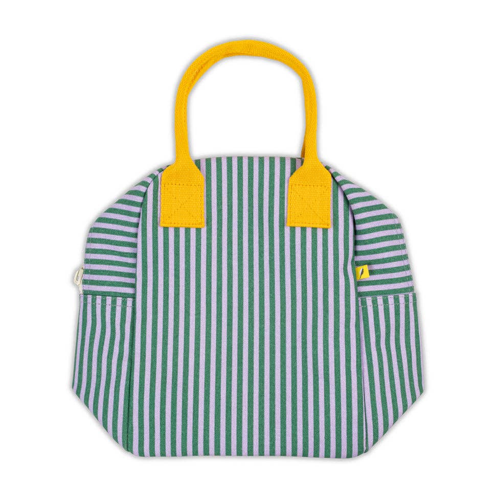 Zipper Lunch Bag - Candy Stripe Grass/Lavender