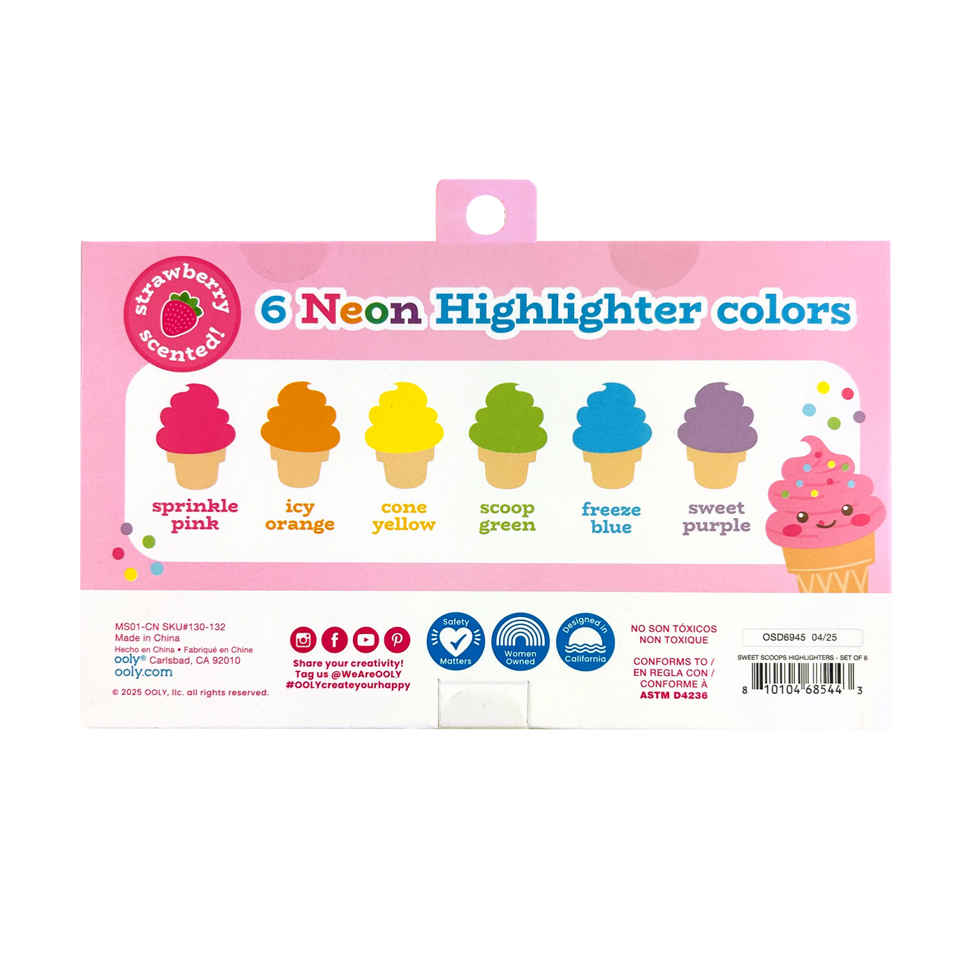 Sweet Scoops: 6 Neon Highlighters with Strawberry Scent