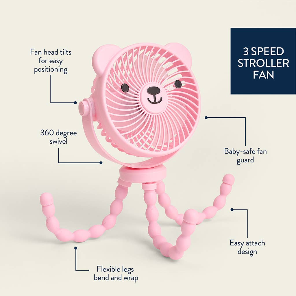 Breeze 3-Speed Stroller Fan - Pink