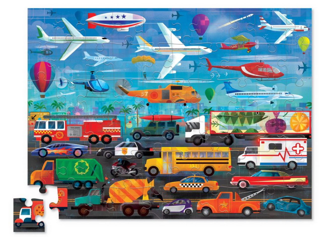 60-Piece Above & Below Puzzle - Things That Go