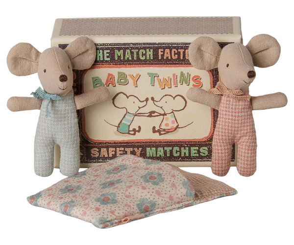 Maileg Twins, Baby mice in matchbox - Checker