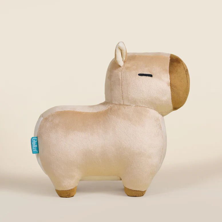 Plush capybara with a tan body and brown nose on a white background.