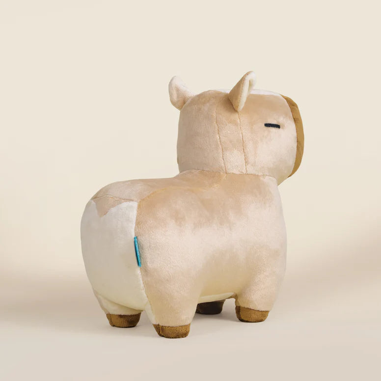 Plush capybara with a tan body and brown nose on a white background.