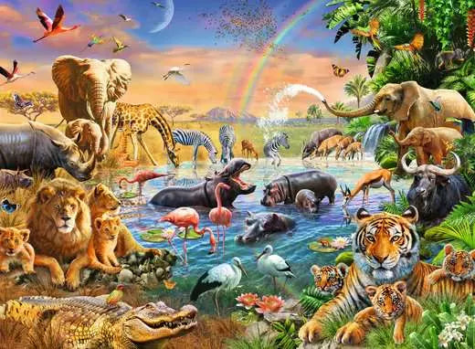 Savannah Jungle Waterhole Puzzle (100pc)