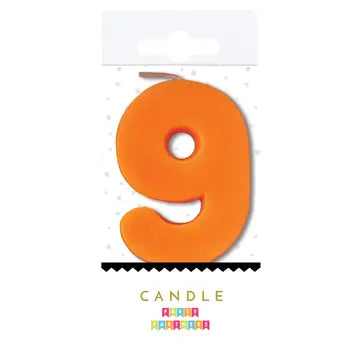 Neon 9 Birthday Candle