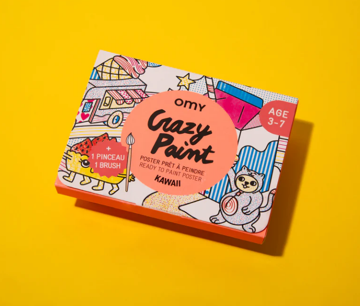 Kawaii Paint Activity with Brush and Pre-applied Paint