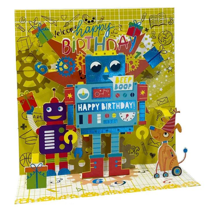 Birthday Robots Large Pop Up Card