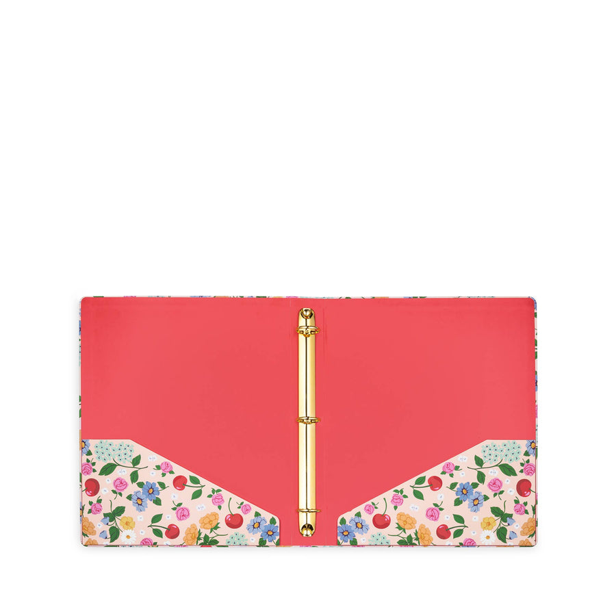 Three Ring Binder, Flowers and Fruit