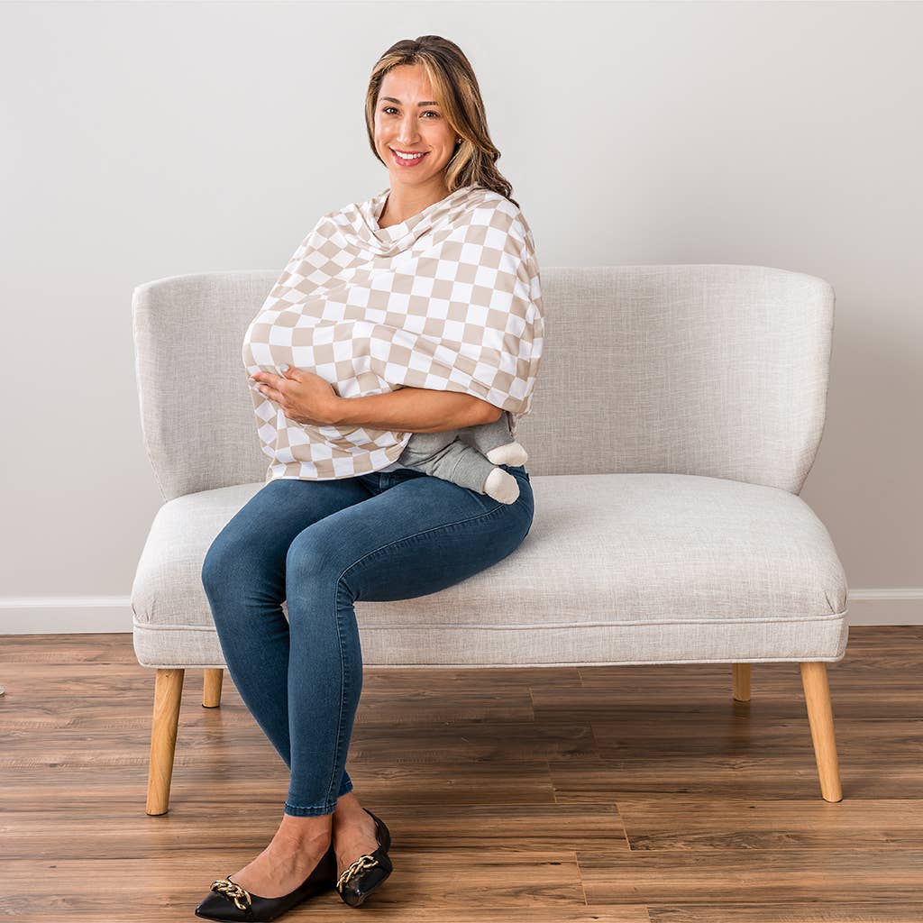 Taupe Checkerboard - 4-in-1 multi-use cover