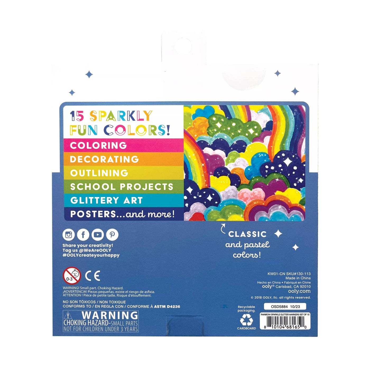 Rainbow Sparkle: Glitter Markers (Set of 15)