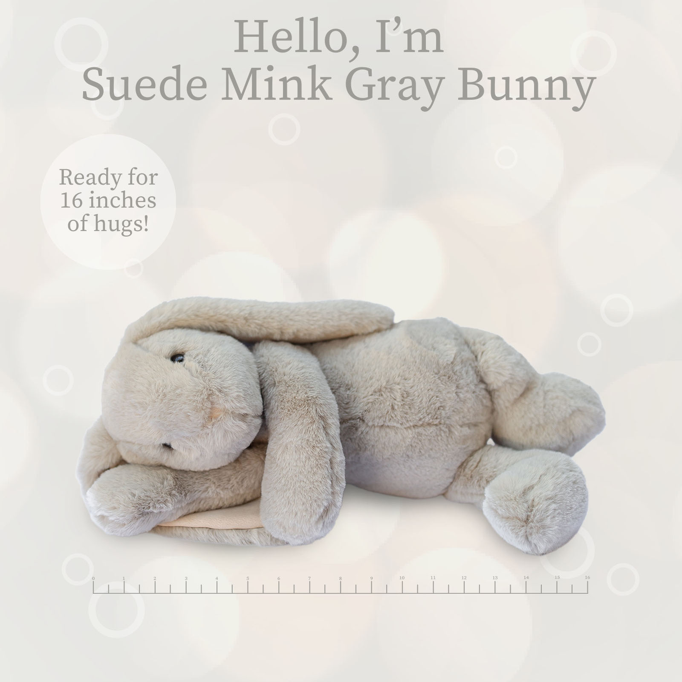 World's Softest Lushee 16 inch - Suede Mink Bunny Gray Plush