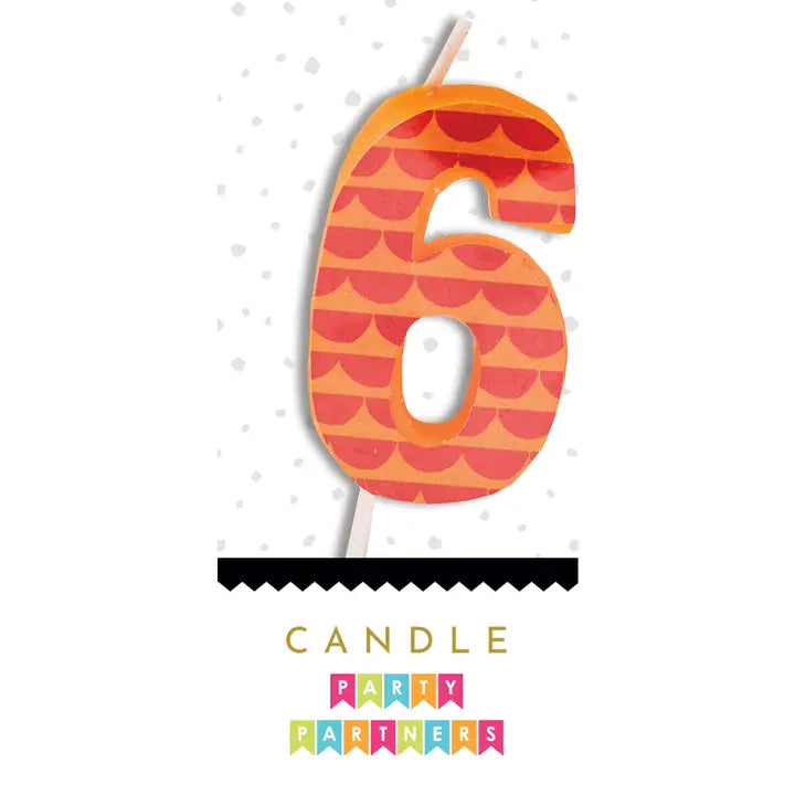 6 Colorful Decal Number Candle