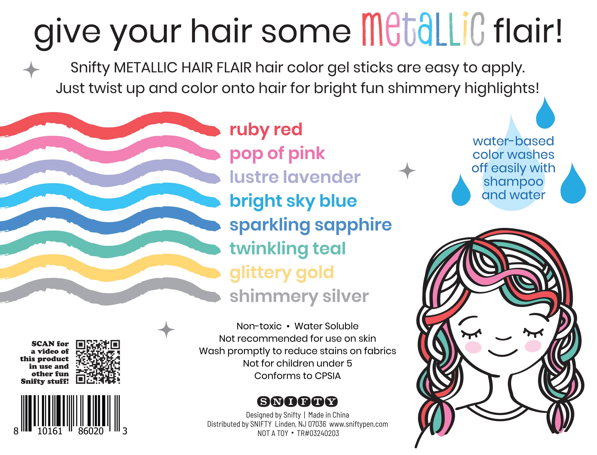 Hair Flair Shimmery Hair Color Gel Sticks - Set of 8