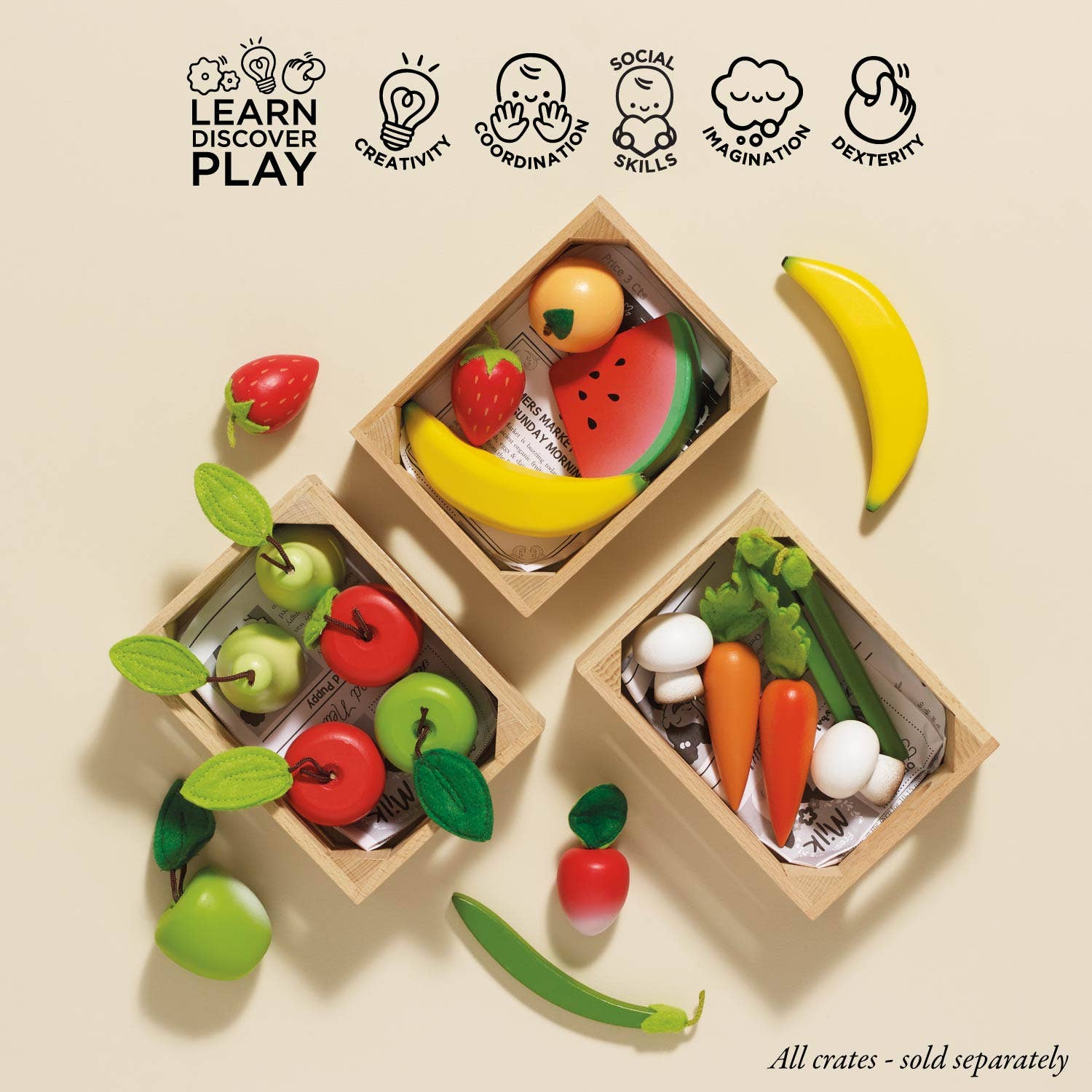 Harvest Vegetables Wooden Market Crate