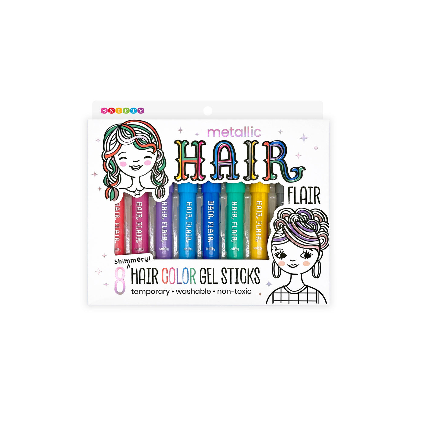 Hair Flair Shimmery Hair Color Gel Sticks - Set of 8