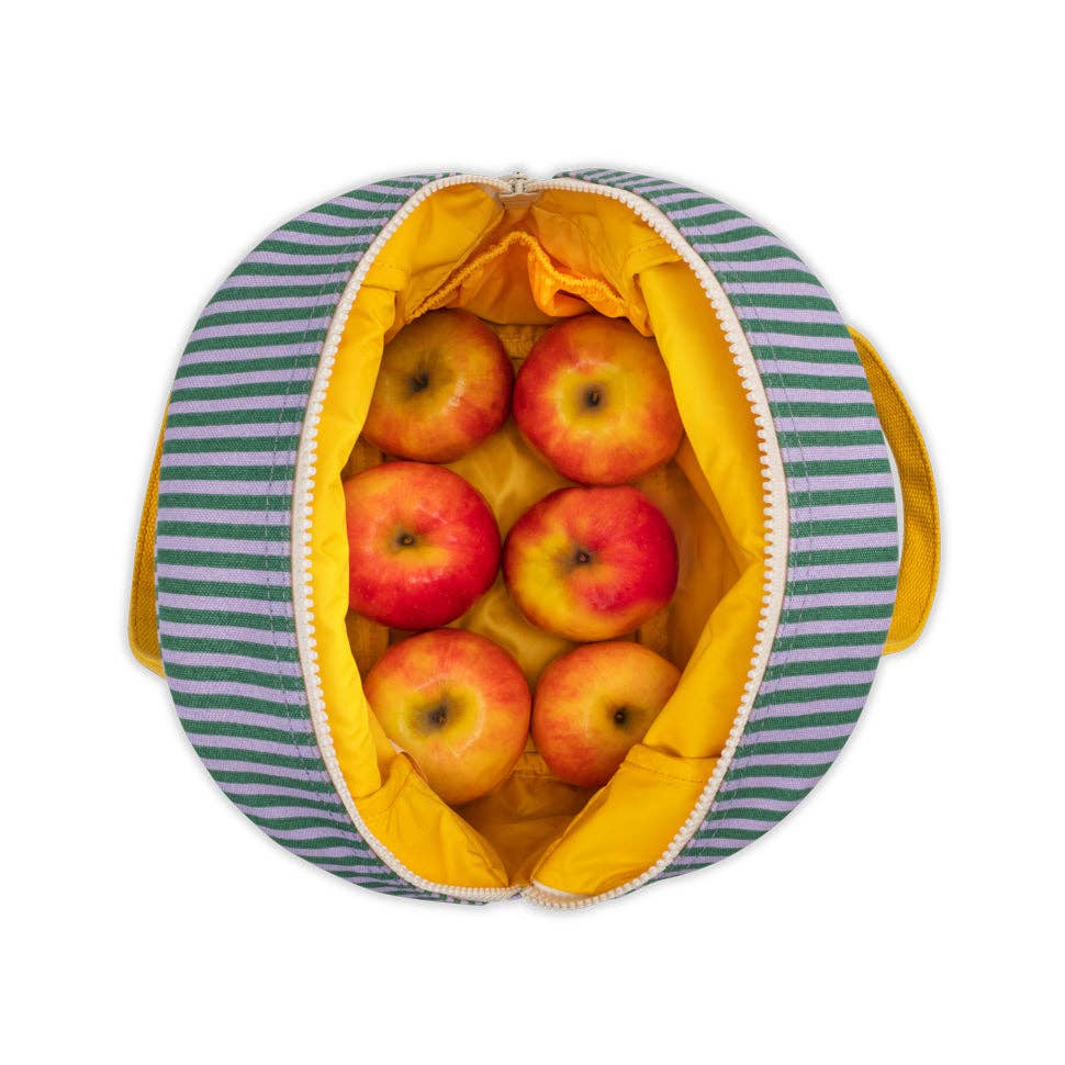 Zipper Lunch Bag - Candy Stripe Grass/Lavender
